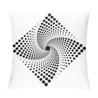 Personality  Rhombus Logo Design. Vector Illustration Of Spiral Monochrome Dots. Pillow Covers