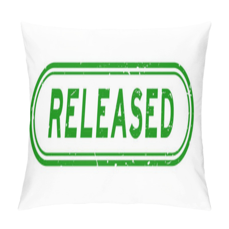 Personality  Grunge Green Released Word Rubber Seal Stamp On White Background Pillow Covers