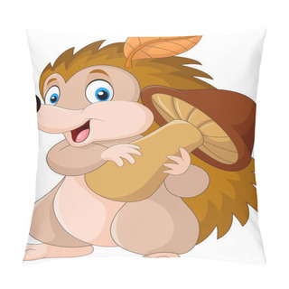 Personality  Cute Baby Hedgehog Holding Mushroom Pillow Covers