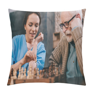 Personality  Playing Chess Pillow Covers