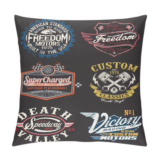 Personality  Vintage Motorcycle Themed Badge Vectors Pillow Covers