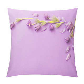 Personality  Purple Flowers On Paper Background Pillow Covers