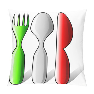 Personality  Italian Flag Made Of Cutlery Pillow Covers