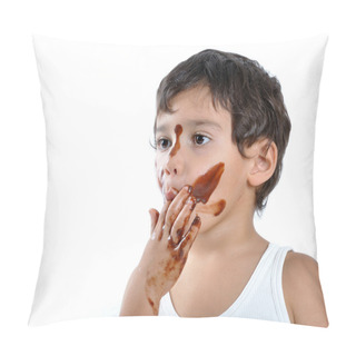 Personality  Kid With Chocolate On His Face And Hands Pillow Covers