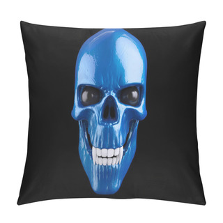 Personality  Metallic Blue Vampire Skull With White Teeth Pillow Covers