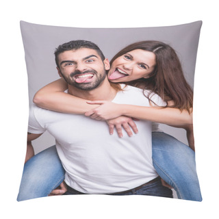 Personality  Portrait Of A Funny Couple Pillow Covers