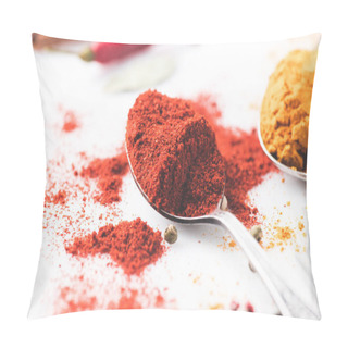 Personality  Spoons With Paprika And Curry Pillow Covers