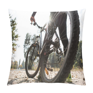 Personality  Rear View Of Man With Bicycle Pillow Covers