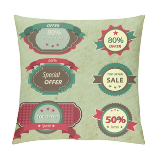 Personality  Retro Discount Sign Vector Illustration Pillow Covers