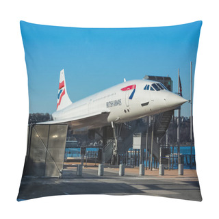 Personality  British Airways Concorde Supersonic Passenger Jet On Display At The Intrepid Sea, Air And Space Museum In New York City.  Pillow Covers