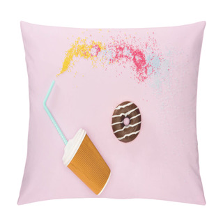 Personality  Coffee To Go And Donut Pillow Covers