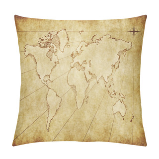 Personality  Old Grungy World Map On Paper Pillow Covers