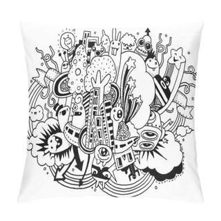 Personality  Crazy Doodle Social,doodle Drawing Style Pillow Covers