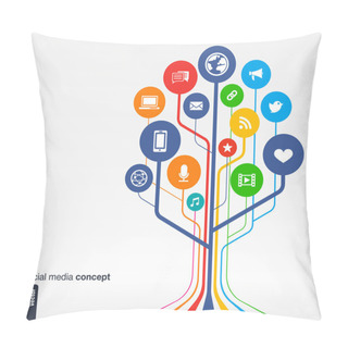 Personality  Social Media Background With Lines, Circles And Icons Pillow Covers