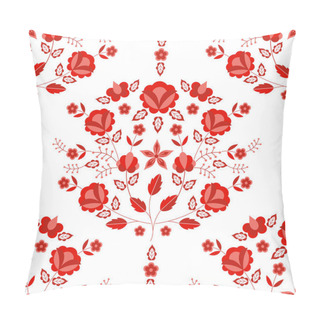 Personality  Polish Folk Pattern Vector Seamless. Floral Ethnic Ornament. Slavic Eastern European Print. Red Flower Design For Gypsy Interior Textile, Bohemian Blanket Fabric, Fashion Embroidery Clothing, Scarf. Pillow Covers