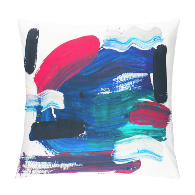 Personality  Abstract Painting With Various Colorful Brush Strokes On White Pillow Covers