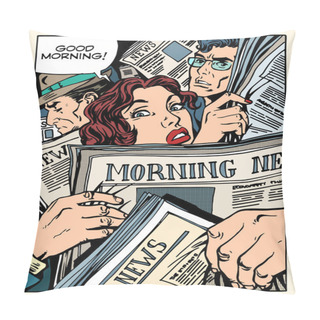 Personality  Morning News Press Crowd Metro Transport Bus Pillow Covers