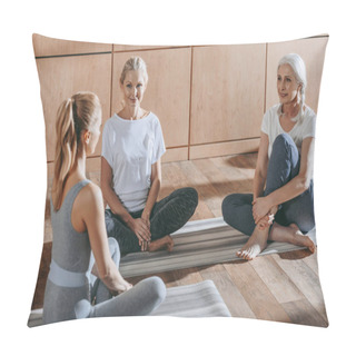 Personality  Group Of Women Sitting On Yoga Mats In Studio Pillow Covers