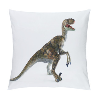 Personality  A Velociraptor Stands Against A White Background Pillow Covers