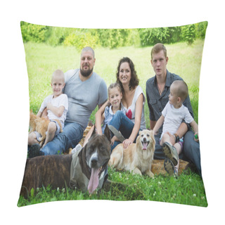 Personality  Happy Family With Dogs And Cat Pillow Covers