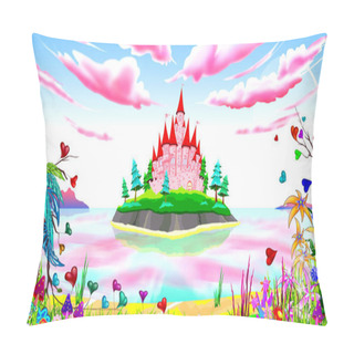 Personality  Pink Princess Castle Fairytale Landscape Pillow Covers