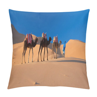 Personality  Desert Camel Train, Sahara Desert, Morocco Pillow Covers