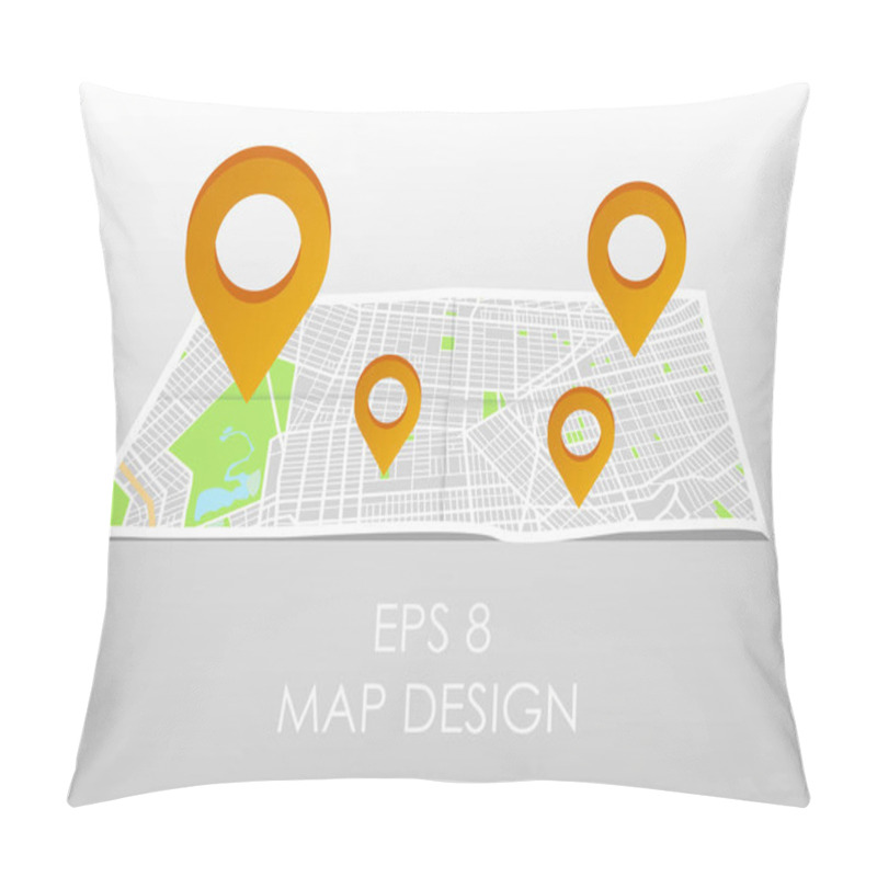 Personality  City map with marker pin. Abstract district city map design. Vector illustration. pillow covers