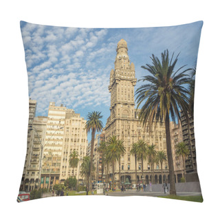 Personality  Main Square In Montevideo, Plaza De La Independencia, Salvo Palace Pillow Covers