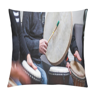 Personality  Group Of People Playing On Drums - Therapy By Music Pillow Covers