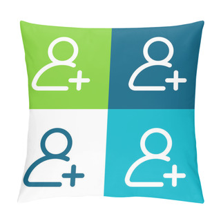 Personality  Add User Flat Four Color Minimal Icon Set Pillow Covers