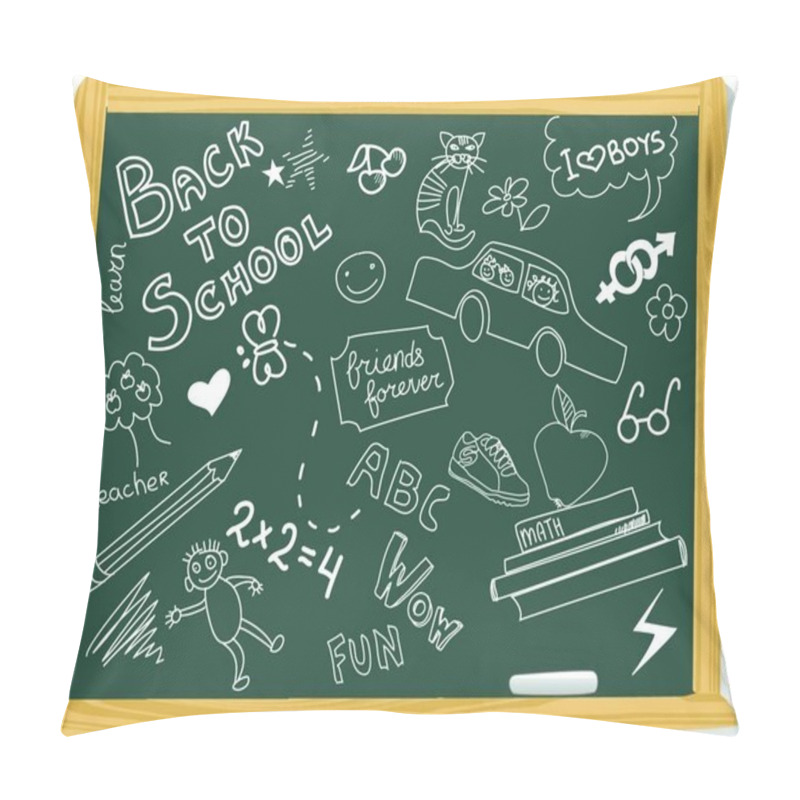 Personality  realistic vector-illustration of a vintage blackboard with scribbles pillow covers