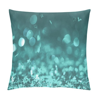 Personality  Festive Background With Shining Confetti In Turquoise Tones  Pillow Covers