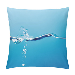 Personality  Transparent Pure Water With Splash And Drops On Blue Background Pillow Covers