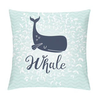 Personality  Blue Cartoon Whale Card Pillow Covers