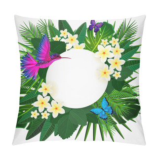 Personality  Tropical Floral Design Background With Bird, Butterflies. Pillow Covers