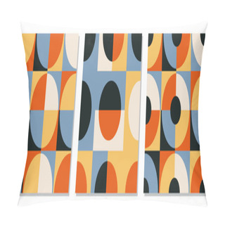 Personality  Set Of Minimalist Seamless Pattern With Abstract Creative Geometric Composition Pillow Covers