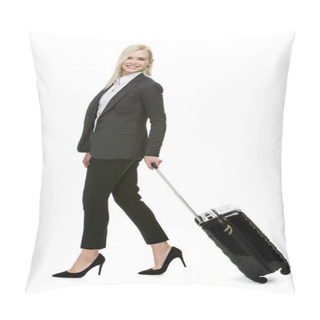 Personality  Businesswoman  With Suitcase Pillow Covers
