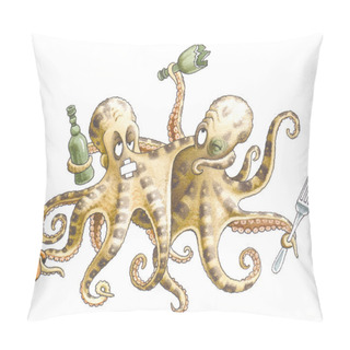 Personality  Drunk Friends-octopuses Left Restaurant Pillow Covers