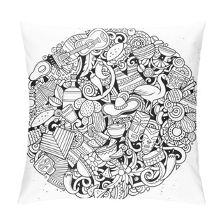 Personality  Cartoon Round Doodles Latin America Illustration Pillow Covers