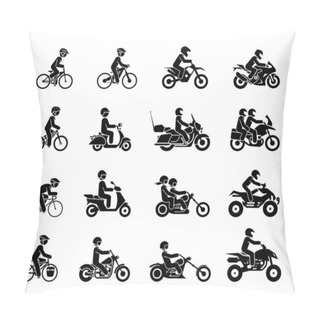 Personality  Collection Of Motorcycles And Bicycles Icons.  Pillow Covers