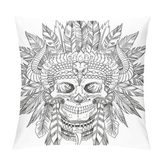 Personality  Indian Chief Skull Pillow Covers