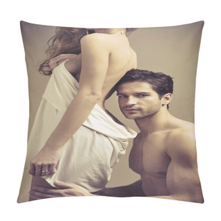 Personality  Glad Hansome Man Touching His Woman Pillow Covers