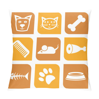 Personality  Collection Of Pet Icons - Vector Illustration Dogs And Cats Pillow Covers