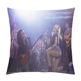 Personality  Female Singer With Male Guitarist Performing Pillow Covers