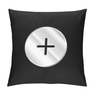 Personality  Add Black Circular Button Silver Plated Metallic Icon Pillow Covers