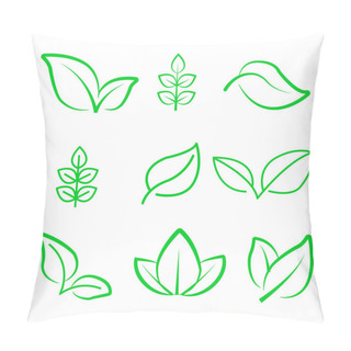 Personality  Natural Leaf Line Icon. Young Leaves Of Plants, Forest Tree Oak, Pillow Covers
