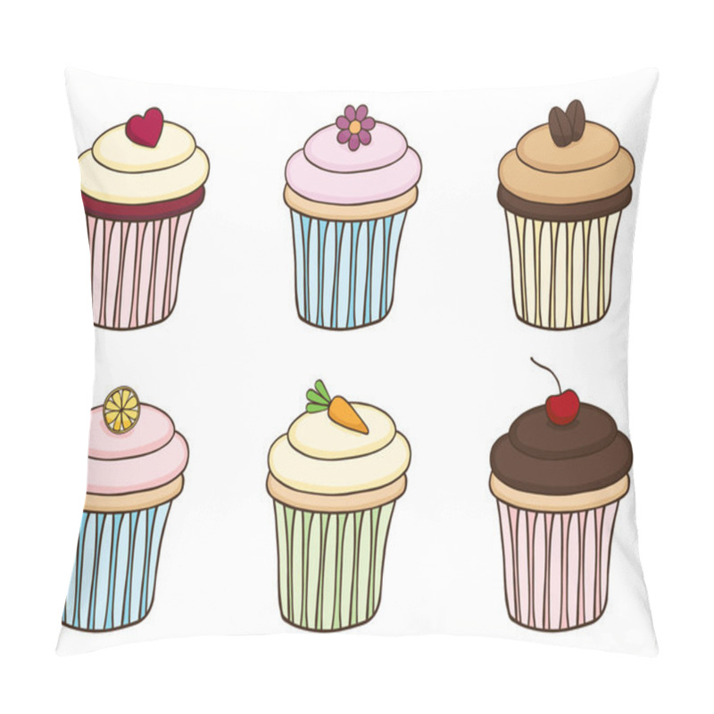 Personality  Doodle Cupcake Set pillow covers