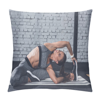 Personality  Woman Stretching On Mat Pillow Covers