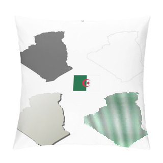 Personality  Blank Detailed Contour Maps Of Algeria Pillow Covers