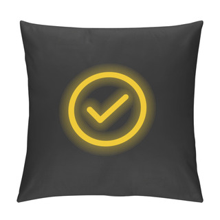 Personality  Accept Circular Button Outline Yellow Glowing Neon Icon Pillow Covers